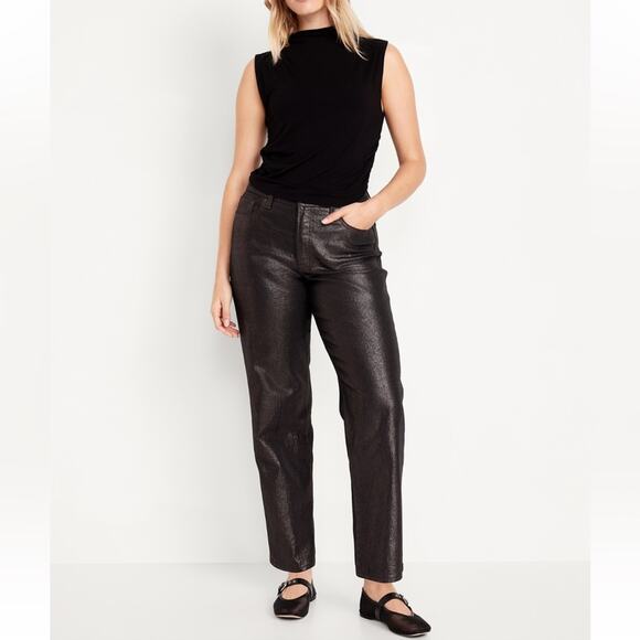Old Navy black shine High-Waisted Shine OG Loose Jeans - Picture 5 of 14
